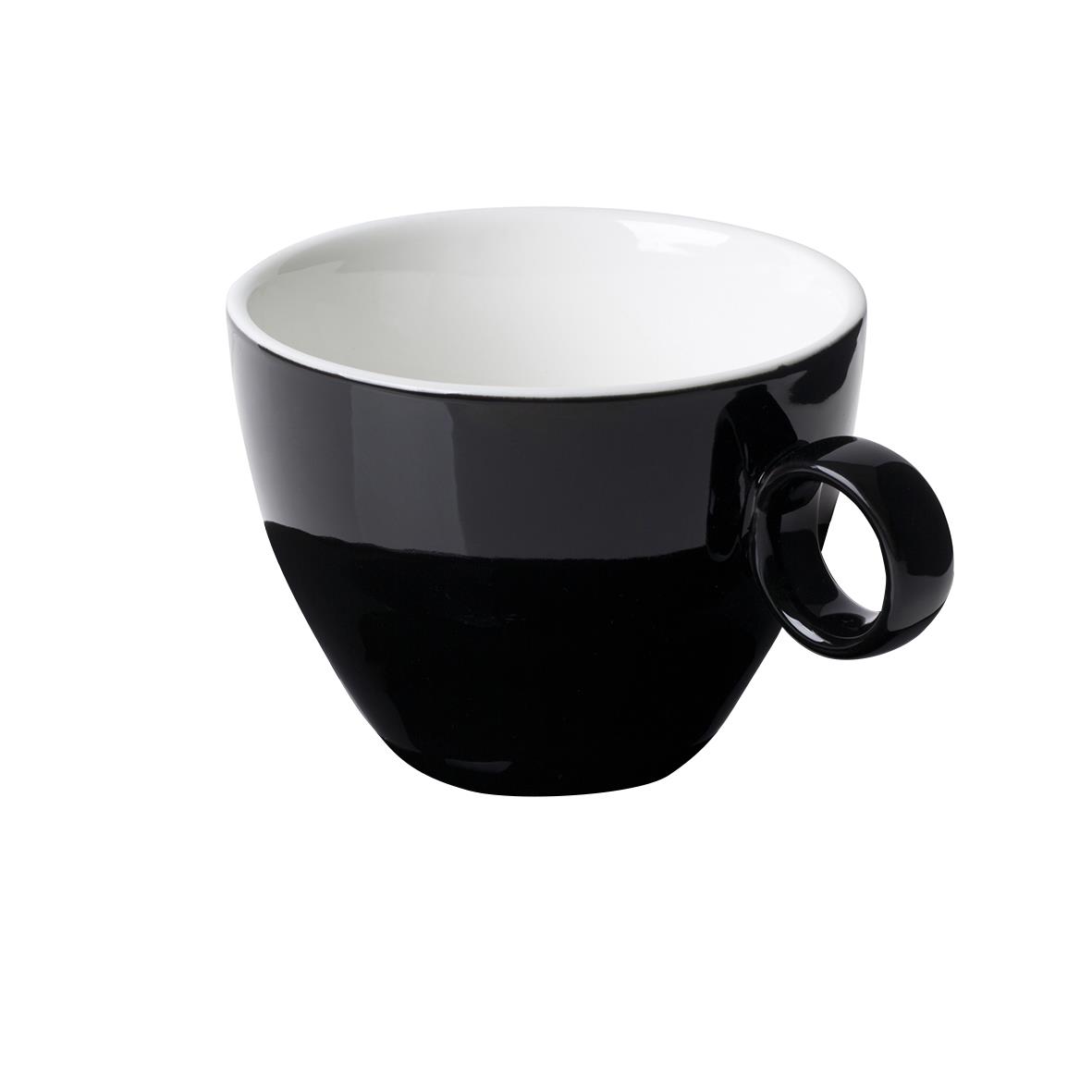 Schwarze Cappuccinotasse aus der Bart Serie bedrucken lassen Schwarze Cappuccinotasse aus der Bart Serie bedrucken lassen
